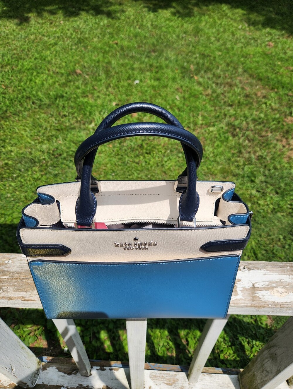 Kate Spade Two Tone Leather Hand Bag Crossbody NWT - Picture 6 of 12